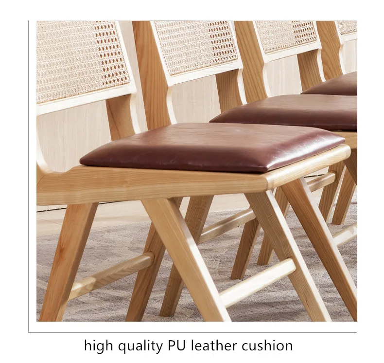 Dreamhause Korean Japanese Style Modern Simple Modern American Solid Wood Rattan Dining Chairs