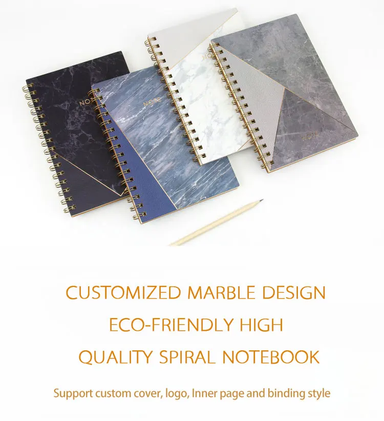 Customized marble pattern hard cover composition notebook spiral journal school planner notebook eco friendly binder notebook