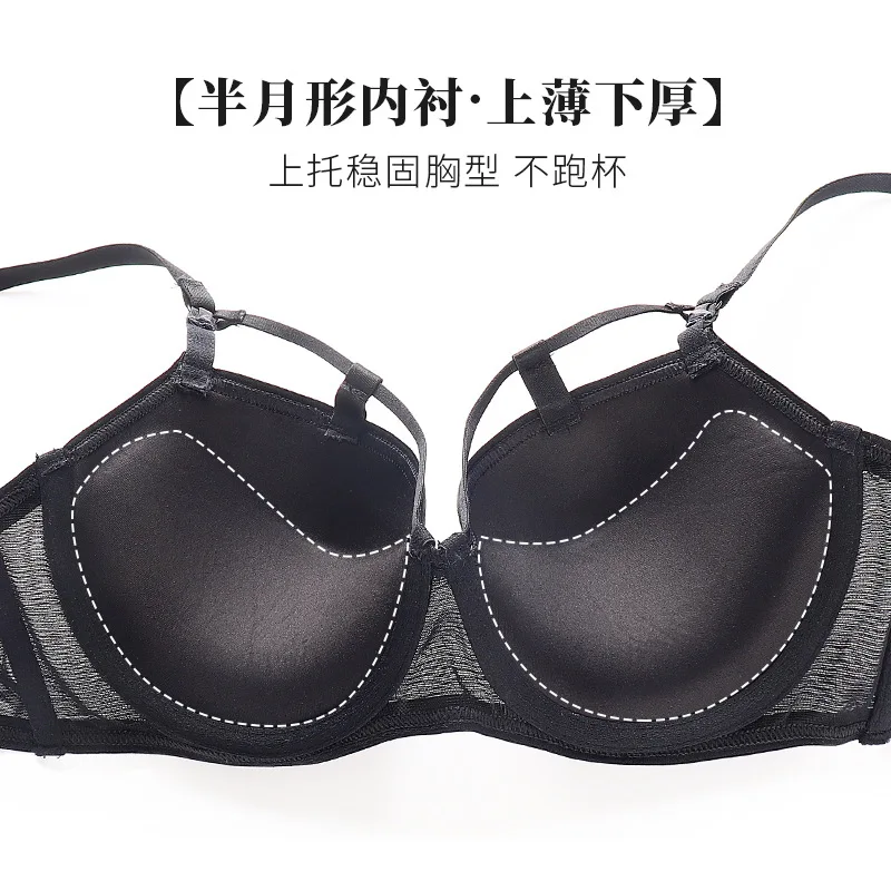 Female Sexy See Through Lingerie Women Cross G-string Thong Push Up Bra ...