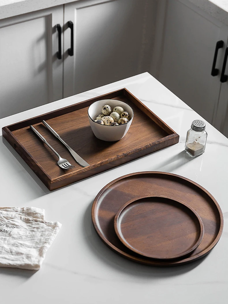 Wholesale High Quality Acacia Round Tray Wood Seiving Trays 29.8x2cm