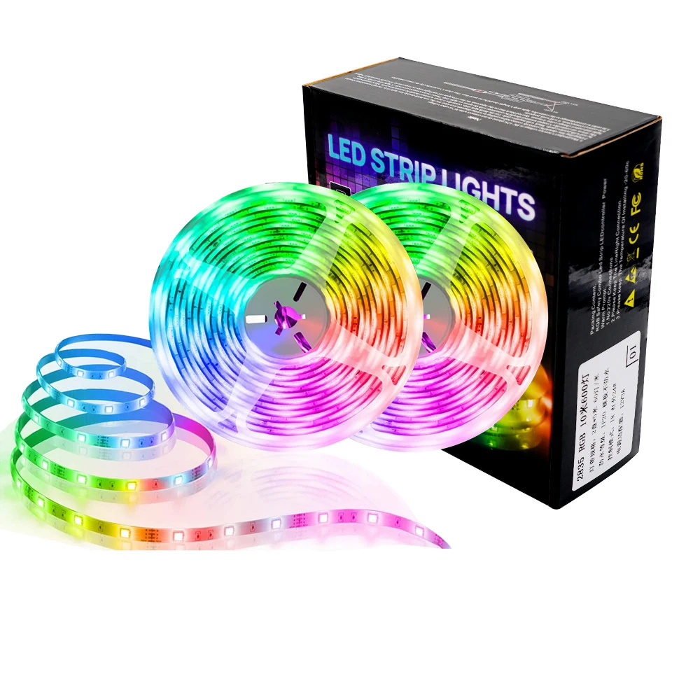 LED Light Strip Kit 5050 RGB IP65 Waterproof WIFI& IR Controller 24-key Remote 32.8ftRGB SMD5050 300LED led strip 12v