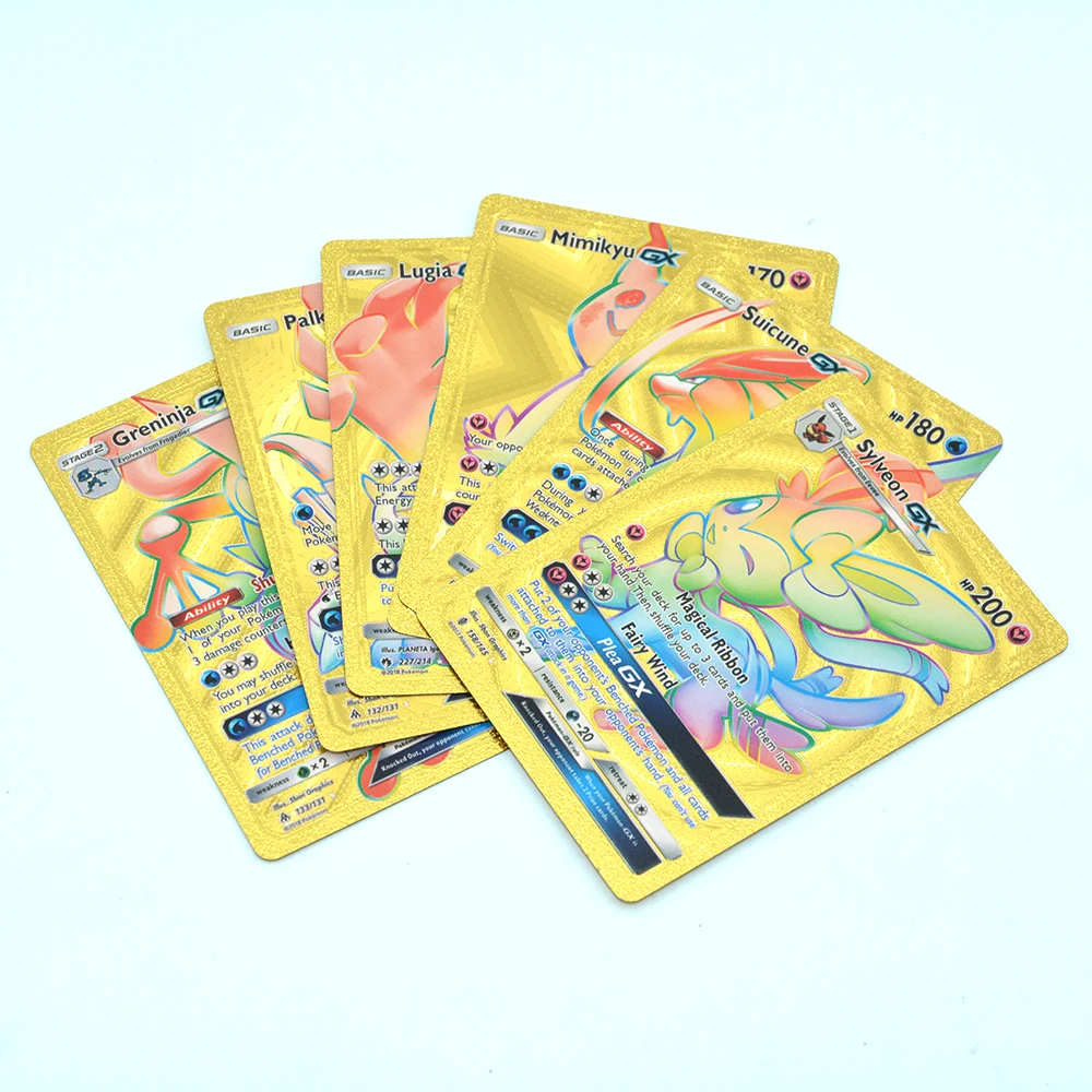 Gold Pokemon Cards New Edition Pokemon Vstar Vmax Gx Ex Dx Rare Cards 55pcs Gold Foil Card