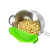 Snap collapsible colander Vegetables on Bowls Pots Pans Strain clip on pot strainer silicone