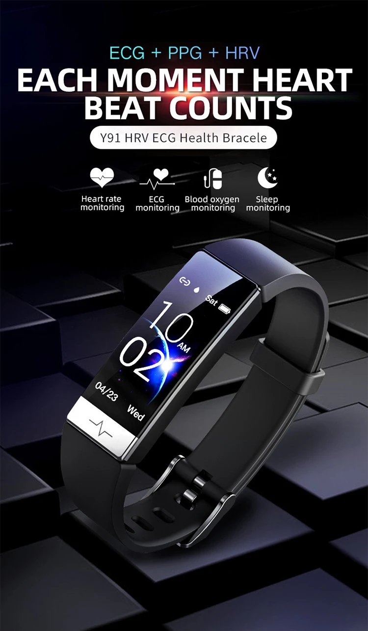 1.08 IPS colorful screen band smart Y91 bracelet fitness smart health smart band