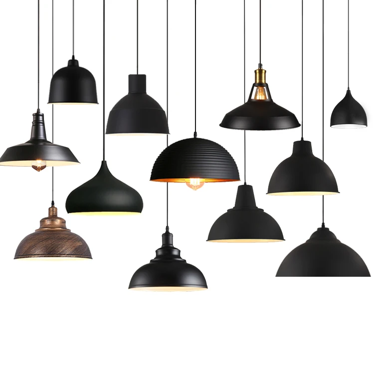 Customized Restaurant Black Loft Industrial Metal Lamp E27 Kitchen Vintage Pendant Light