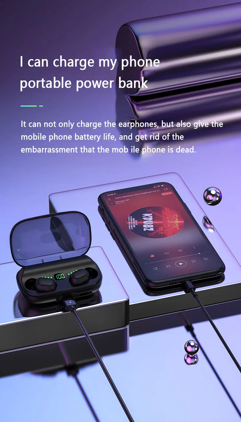 2020 New 2 IN 1Charging Bank Wireless Bluetooth Headset High Quality Factory Wireless Bluetooth Earphone Mobile Power Bank