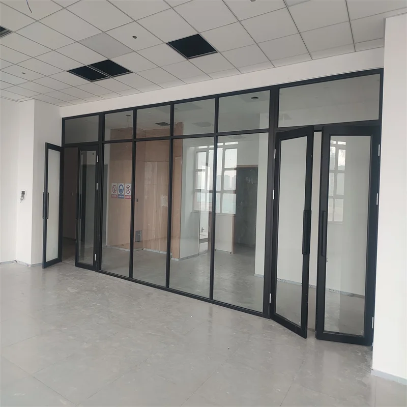 product modern single glass partition with 60mm aluminum integrated frame  30mm slim frame for meeting rooms and home office-3
