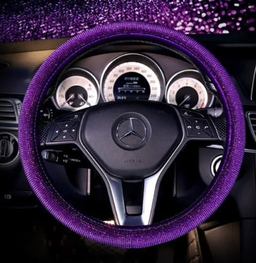 4 Colors Pink Purple Red Silver Shining Diamond Rhinestones Crystal Car Steering  Wheel Cover Gear Shift Cover - Buy Car Steering Wheel Cover,Steering Wheel  Cover,Diamond Steering Wheel Cover Product on 