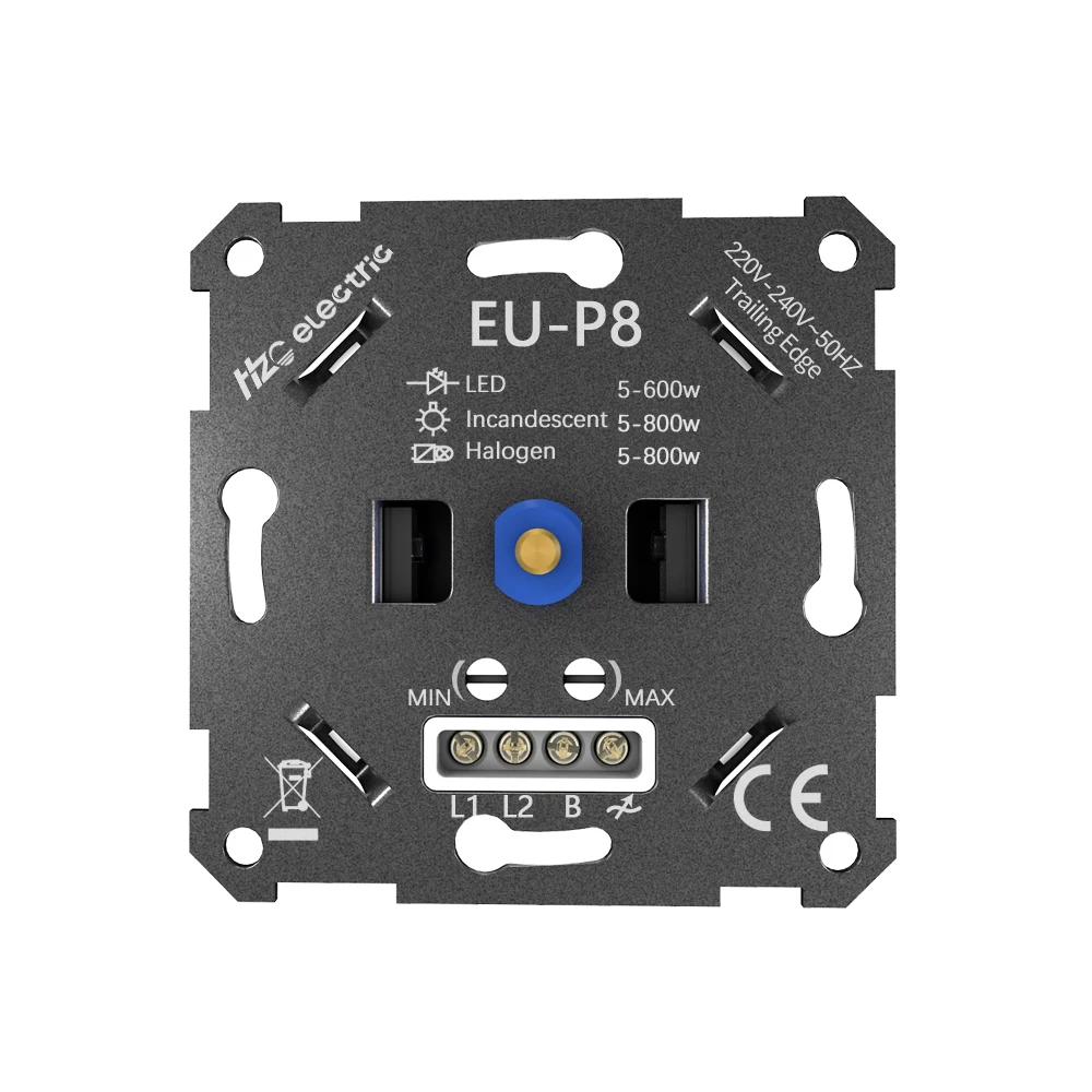 High Load 600w LED Dimmer Switch Trailing edge Dimmer EU Standard Rotary Dimmer for LED panel