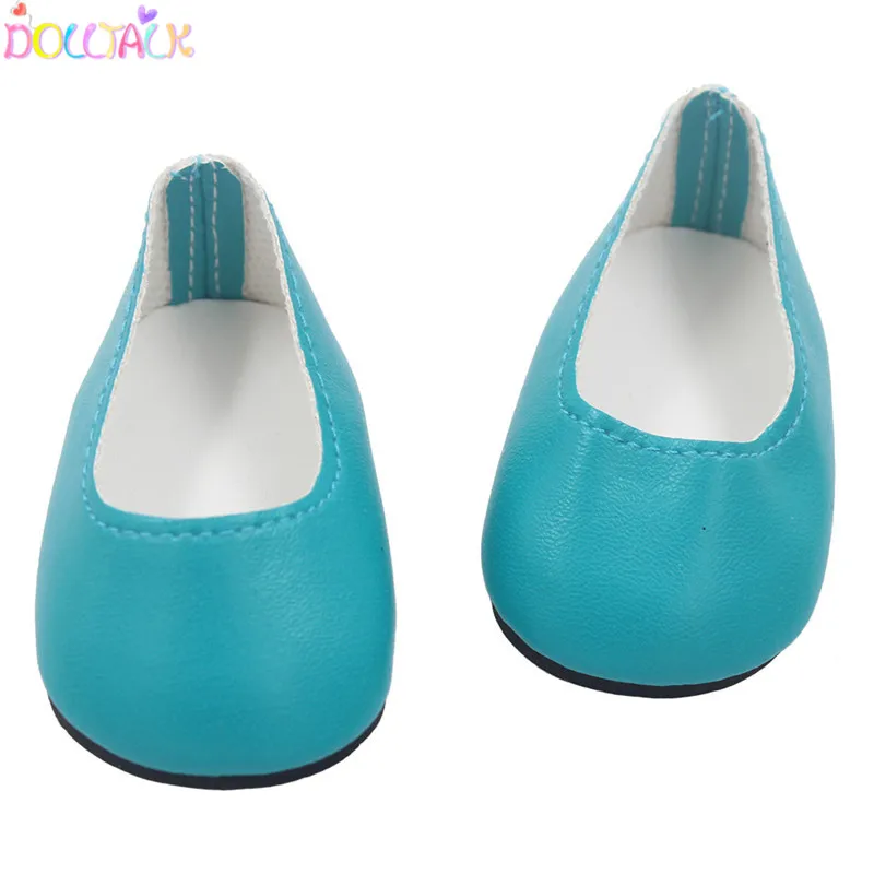 
Amazon Hot 18-inch American Doll Accessories Handmade Red Simple PU Leather Casual Doll Shoes 