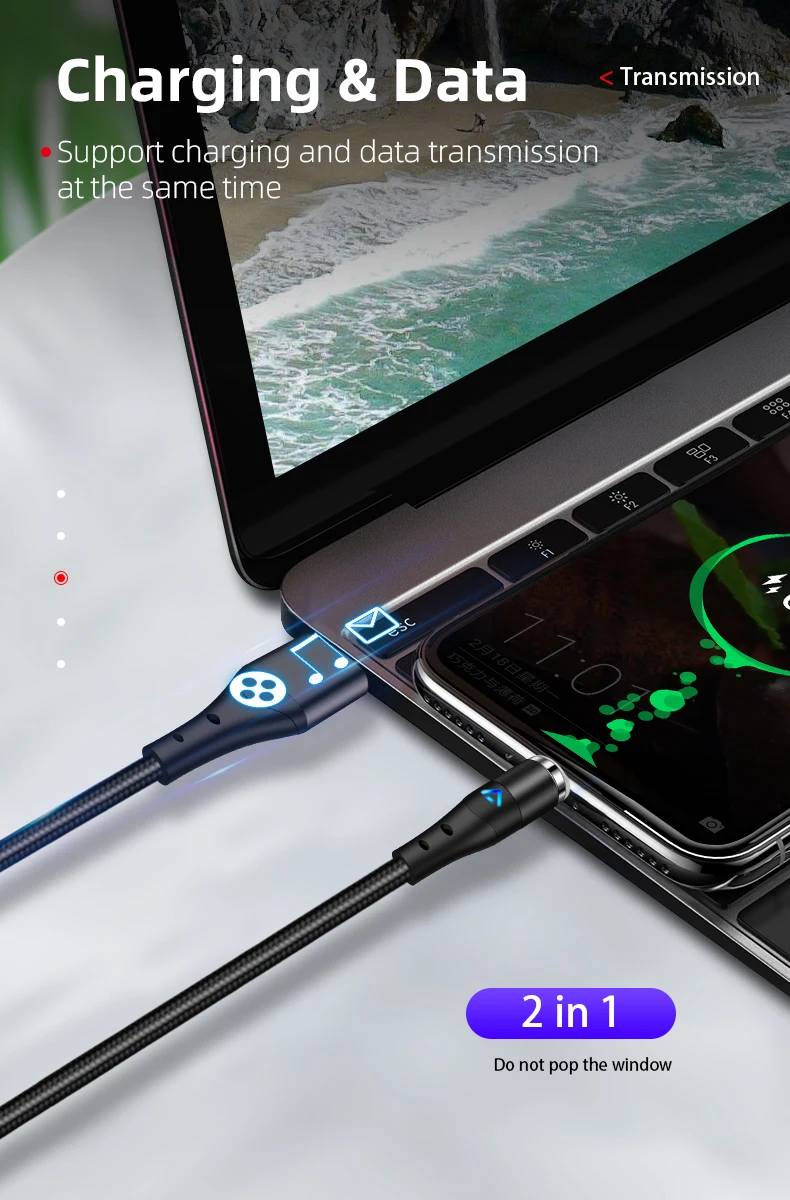 5A super quick charge cable latest version 3 in 1 360 degree magnetic data cable 1m micro ios type c usb cable - ANKUX.COM