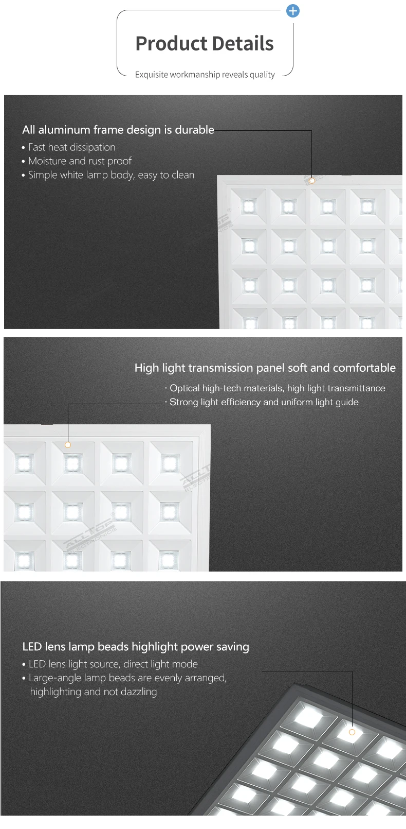 ALLTOP Newest design warm bright indoor lighting smd 48w recessed square led panel light
