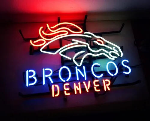 ME690 Broncos Durable Custom Decoration Real Glass Neon Light Signs Wall Decor