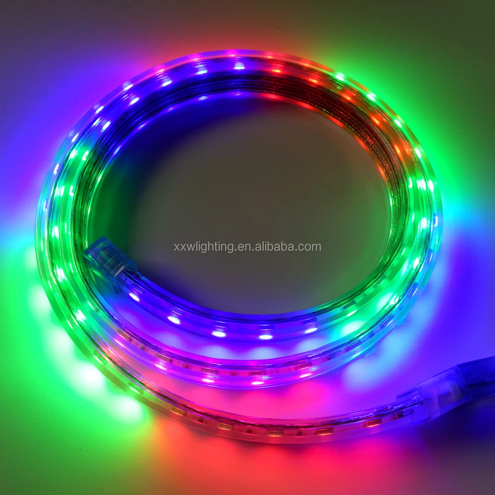 Best price RGB 220V sectional jumping running flashing led  flex flat strip light