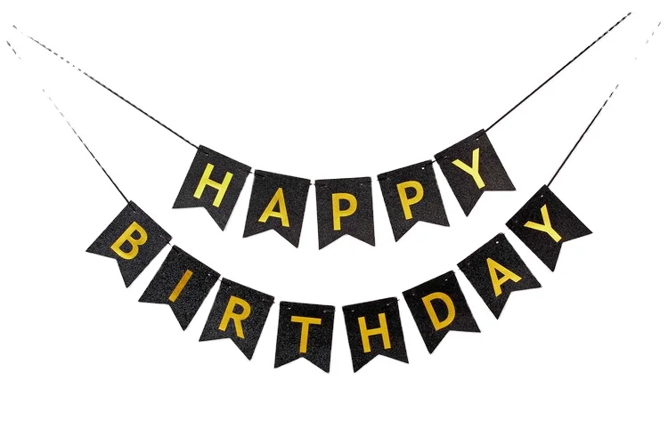 Happy Birthday Glitter Banner Garland Bunting Colorful Powder Banner ...