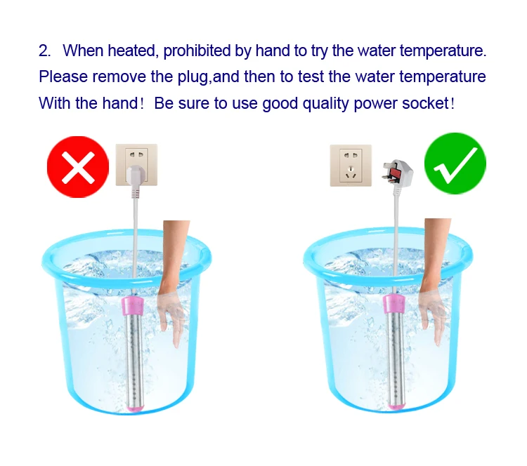 110v 2000w Antiscalding Bucket Heater Immersion Water Heater For