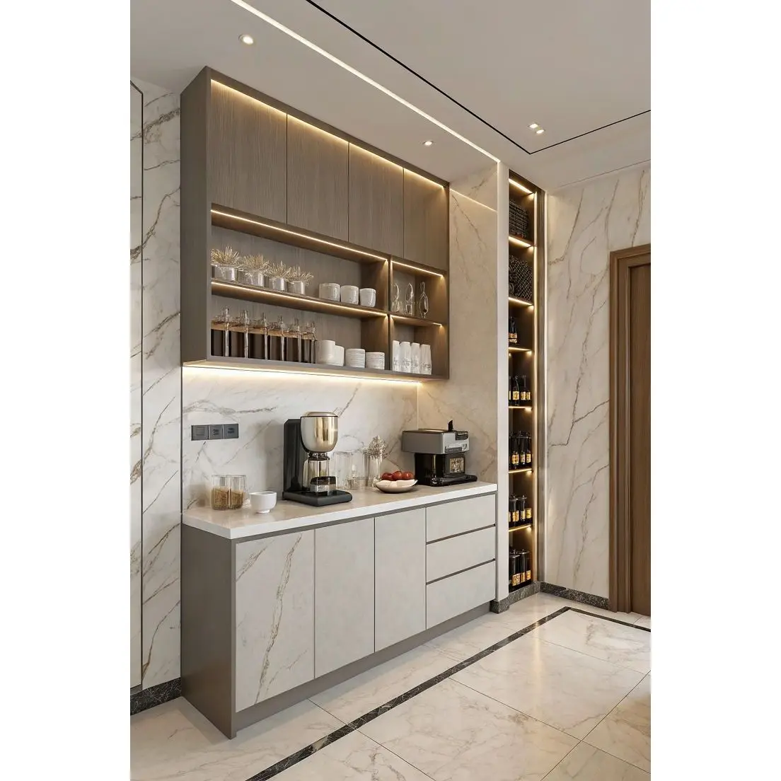 Modern Modular Kitchen Design with Sleek Solid Wood Cabinets MDF & Oak ...