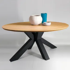 modern furniture detachable dining table black steel legs cafe