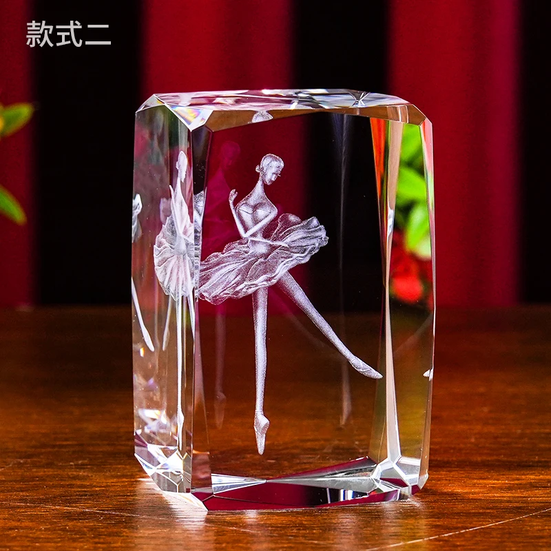 3D ballet laser crystal block crystal crafts souvenir gift for dancer supplier