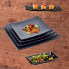 黒陶器色8.3 9.3 10.3インチ寿司ディナーセットプレート100% メラミン食器食器セットスクエアプレートプラスチックプレート