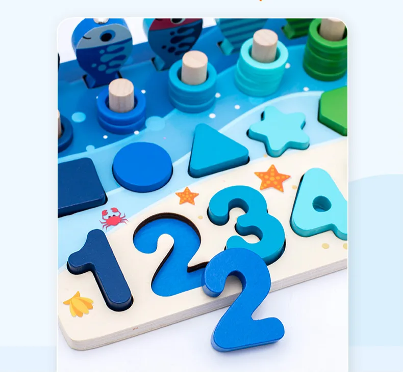 2020 New Montessori Educational Wooden Toys For Children Kids Busy Board Math Fishing Preschool Wooden Puzzle Toy For Children