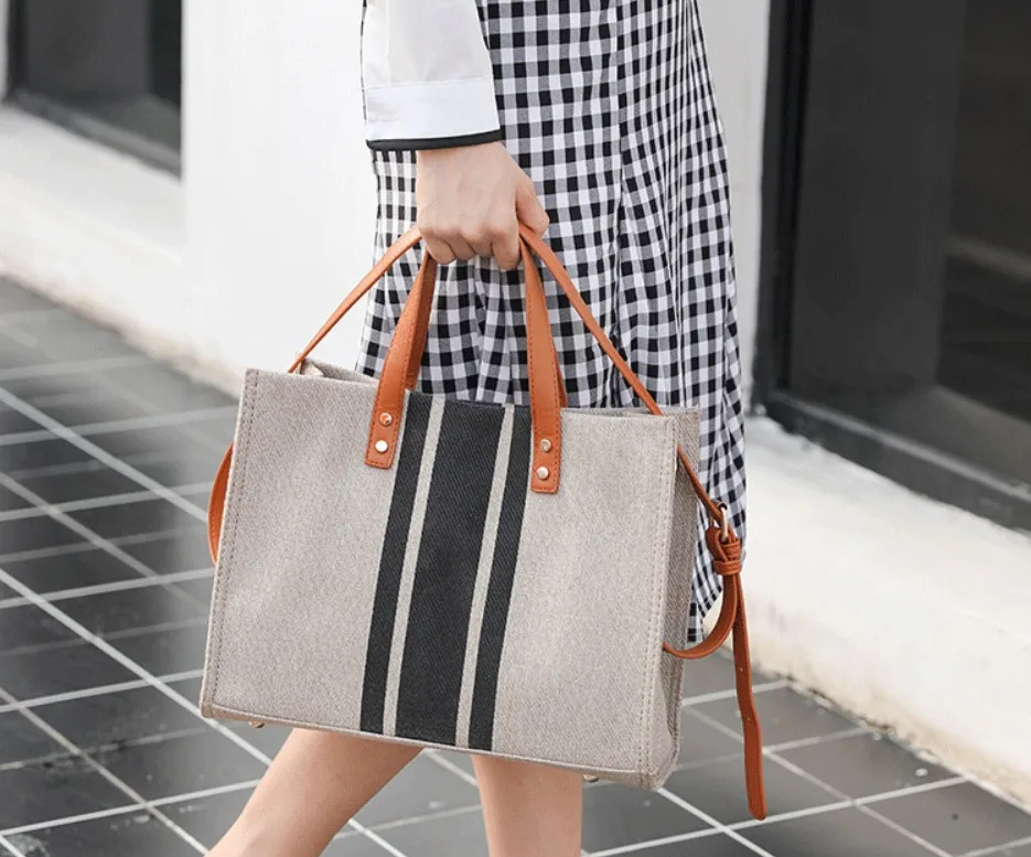 Simple Large Sturdy Briefcase Canvas Grocery Women's Tote Bags ...