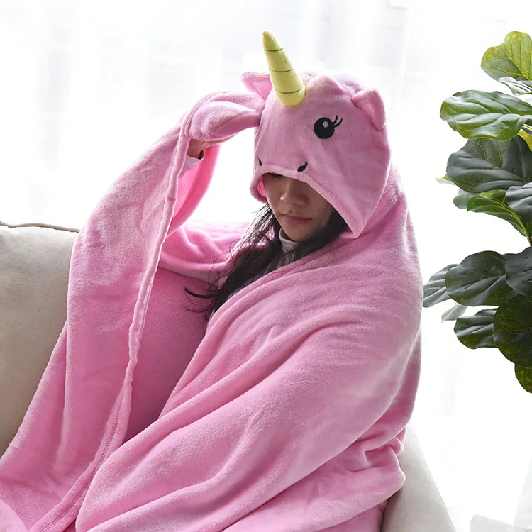 Pink Unicorn Purple Cat Oversize Comfort Soft Super Lux 100 150cm Cobijas Kids Blanket Hoodie Buy Soft Flannel Fleece Baby Hood Blanket Throw With Animal Head Soft Animal Head Hooded Throw Fleece Blanket