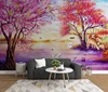 Oil painting wall mural forest big tree living room 3d wallpaper elk swan lake home decoration wallpaper