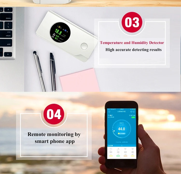 Home Desktop Indoor Air Quality Monitor CO2 Temperature Humidity Meter
