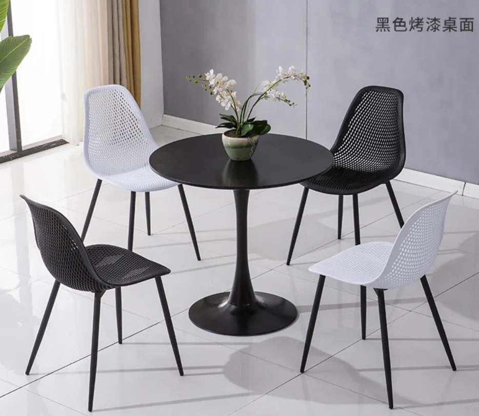 Us Free Shipment 4 Seat Modern Style Round Rotating Wooden Dining Table