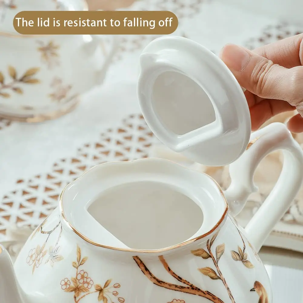 Porcelain Teapot With Lid Vintage Ceramic Tea Pot With Filter for Tea Coffee Water Teaparty Home,34oz factory