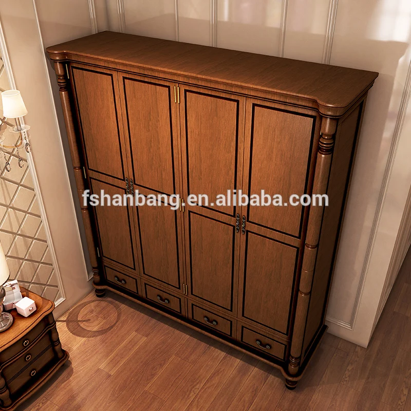 Latest High End Bedroom Furniture Wooden 4 Door Wardrobe With Drawer