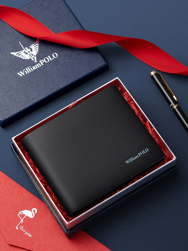 Top Grain Small Bifold black leather Wallet For Men Slim Billfold with 7 Card Slots men short wallet 10 H9c64270e34b34459adc4949055b0e324E