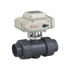 2 way PVC electric ball valve with double union or socket (DN15~DN100,PN10,ON-OFF,Modulating ,1K,Free contact)