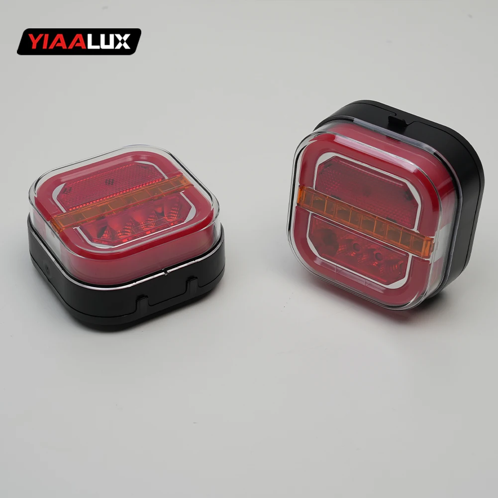 26led Square Rechargeable Truck Trailer Tail Lights Kit With Plug US 12V 24V Magnetic Rear Stop Signal Lamp for Truck Van manufacture