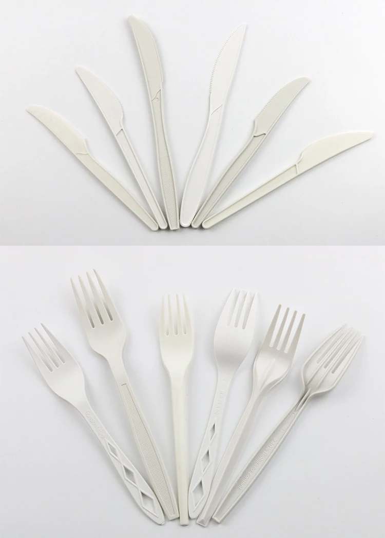 Disposable Biodegradable Corn Starch Knife Fork Spoon Compostable Cornstarch Cutlery