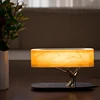 Hotel rechargeable wooden desk lamp music model with wireless charger and bluetooth music speaker