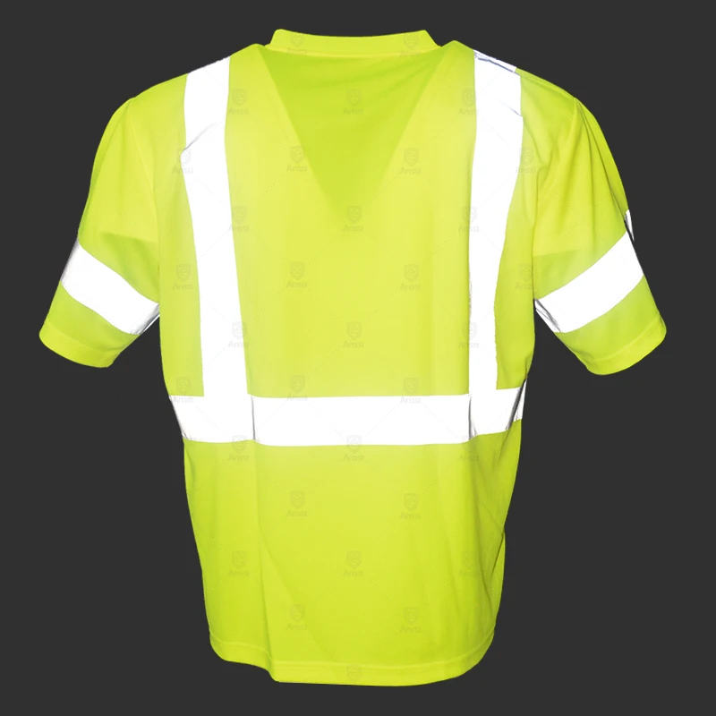 Wholesale Custom Class 2 High Visibility Construction Short Sleeve T Shirt Safety Hi Vis Work