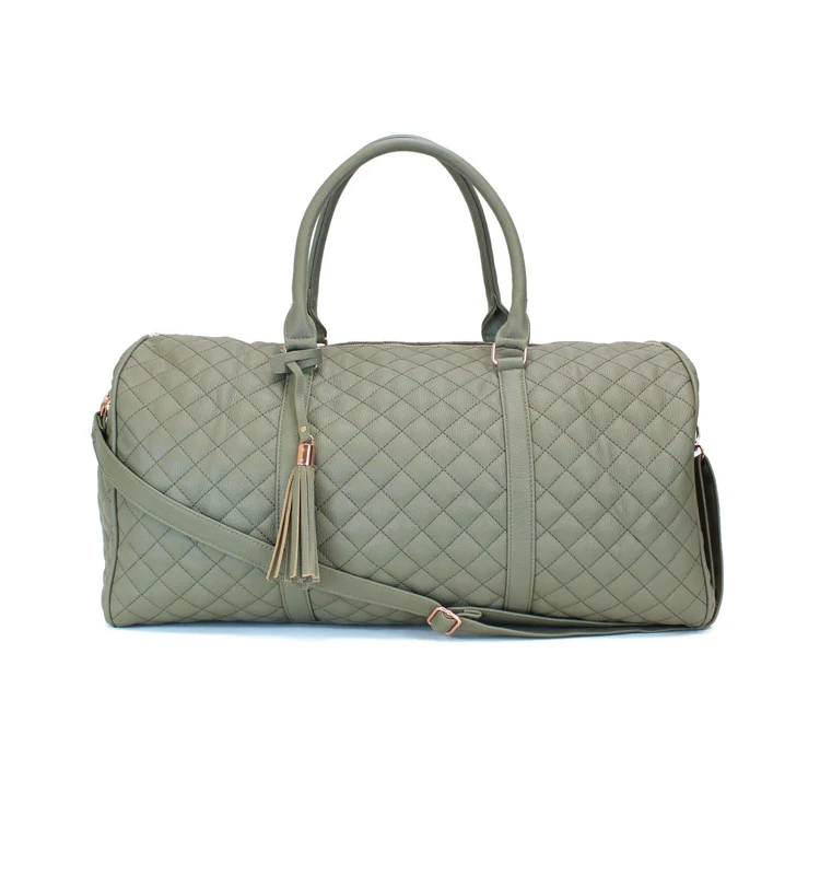 New Fashion Pink Womens Quilted Weekender Duffle Bag Buy Womens