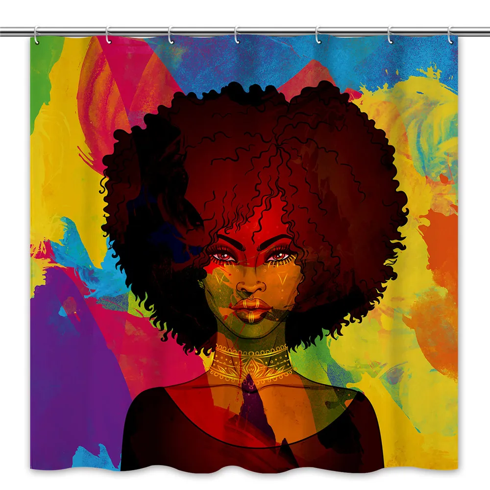 Black Girl Magic Waterproof African Black Woman Girls Digital Polyester Afro Girl Shower Curtain