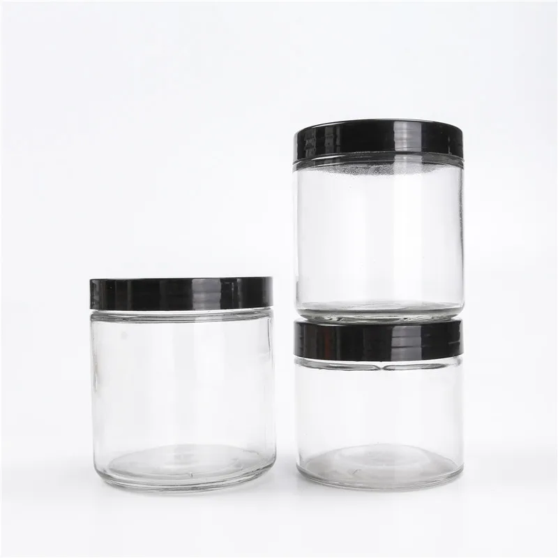 Food Grade 300ml Black Tin Lid Glass Preserves Canning Amphora Jar