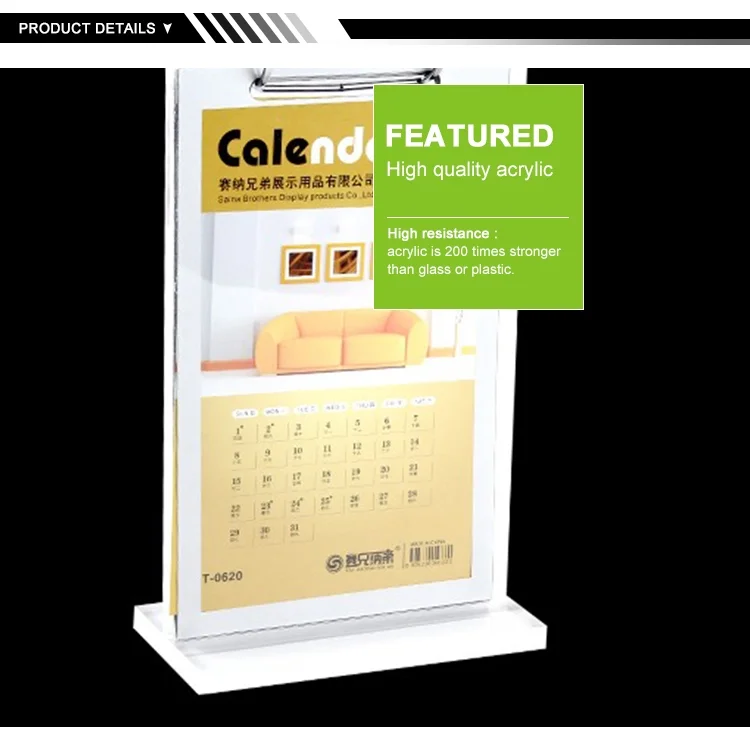 Clear Acrylic Desk Calendar Display Stand Customize Acrylic Desktop
