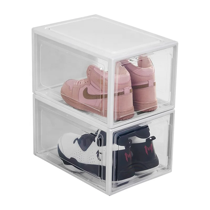 Stackable Space Saving Saver Plastic Clear Shoe Organizer Storage Box