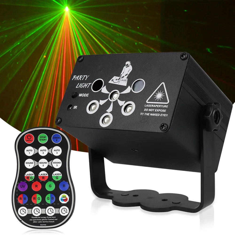Mini Laser Light Projector, 8W Lazer Light DJ Disco Party Beam Lights with Remote Control