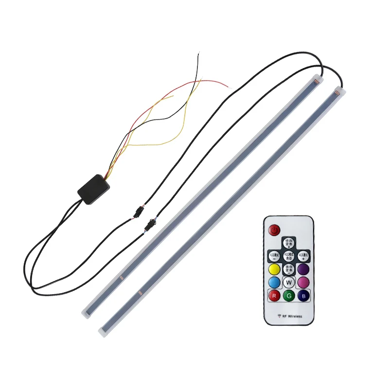 12V Factory Price Waterproof 60cm 45cm 30cm Remote Control Colorful RGB LED Daytime Running Light Flexible Strip Light DRL