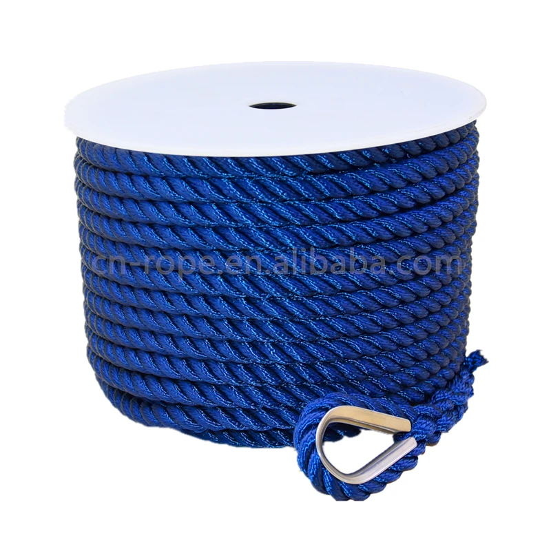 High Performance 3 Strand Twisted Nylon Marine Cord Anchor Line with Thimble