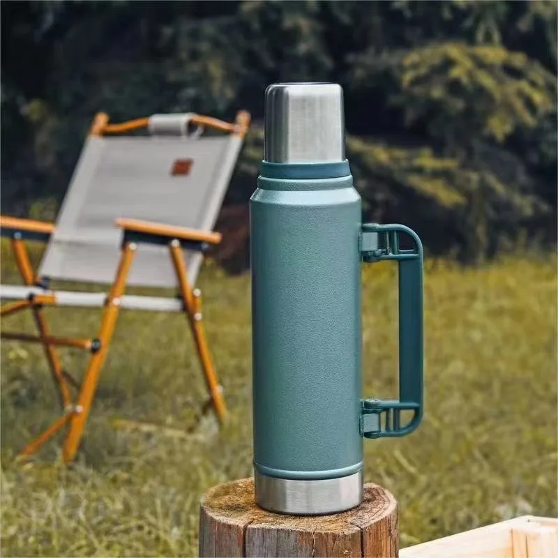 Large Capacity Stainless Steel Tea Travel Coffee Pot Double Wall Vacuum Insulated Camping Thermos Travel Pot With Cup Flasks