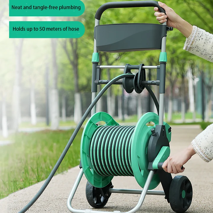 Portable Garden Hose Cart 2 Wheeled Hose Trolley Cart Keep Your Yard