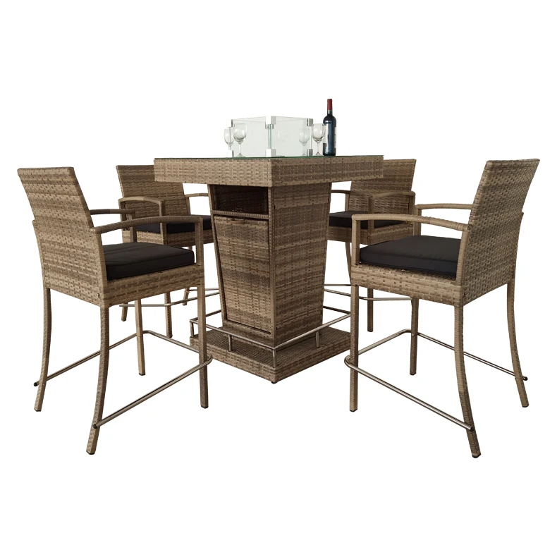 Outdoor Gas Feuerstelle Steht Isch Set Rattan Esstisch Set Von 5 Stück