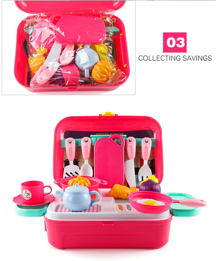 Kitchen Toy Set Backpack Plastic Cooking Toy Kitchen Play Set For Kids 